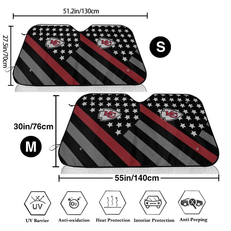 Kansas City Chiefs 3 Print Car windshield sunshades is suitable for front Car windshield sunshades