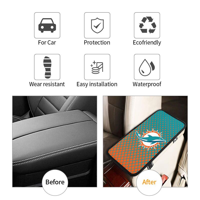 Miami Dolphins Car handrail box cushion Personalized printed car armrest cover