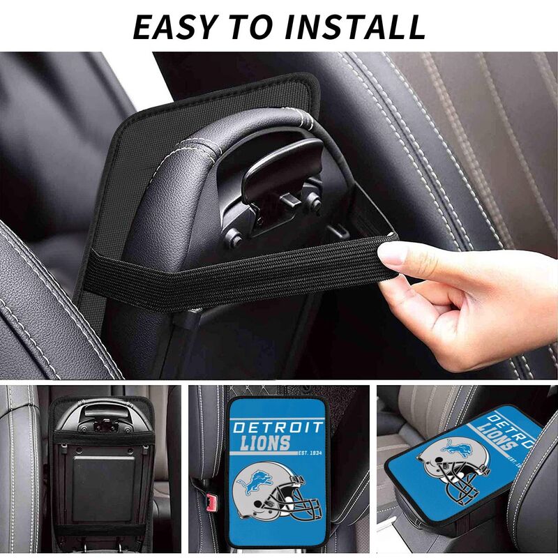 Detroit Lions Print car armrest box cushion armrest protective cover