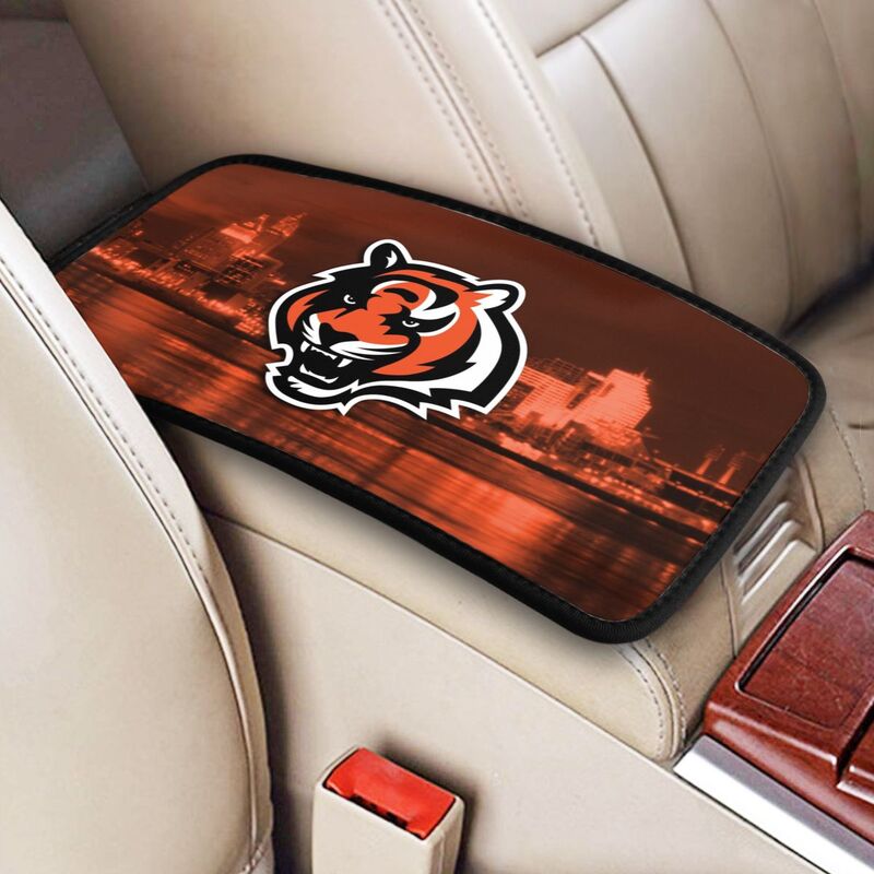 Car armrest box pad Cincinnati Bengals 1 Printed center armrest box pad protective pad
