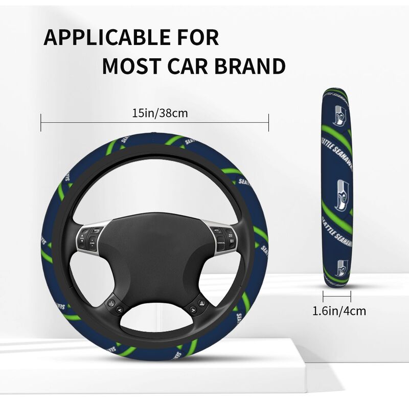 Seattle Seahawks Printed car anti-skid cover elastic steering wheel cover