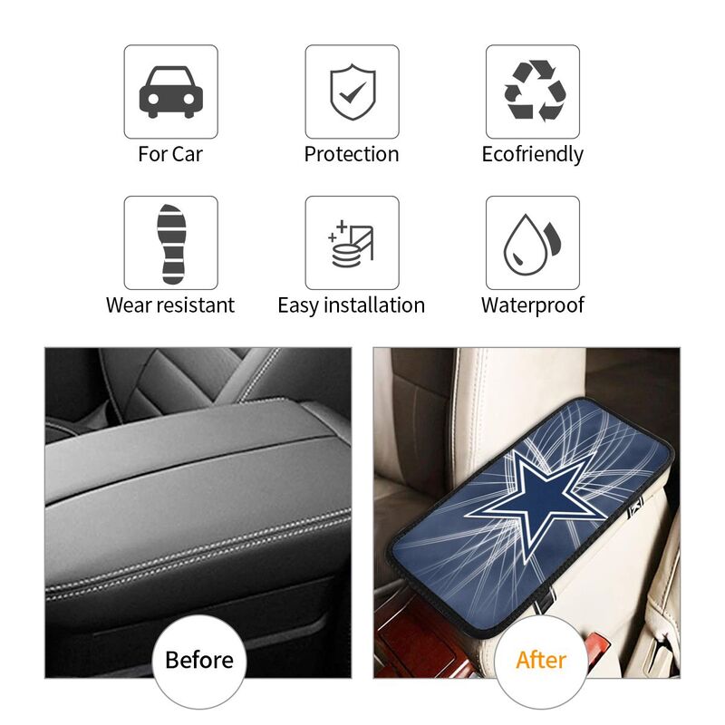 Car armrest box pad Dallas Cowboys 2 Printed central armrest box cushion protective pad