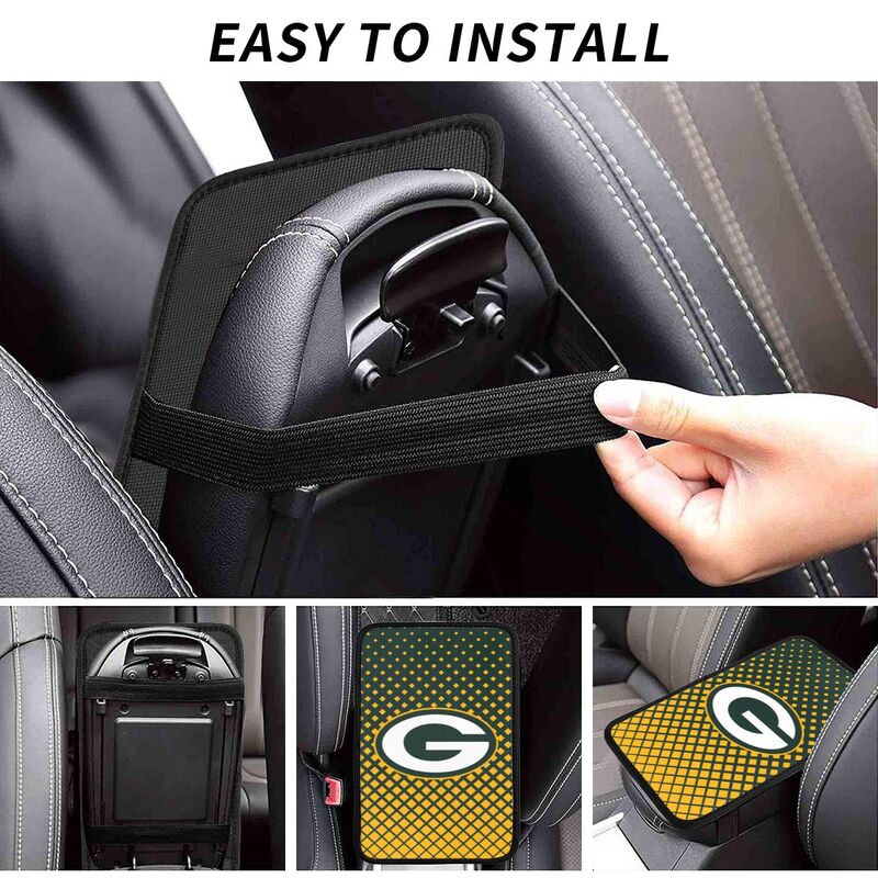 Green Bay Packers Car handrail box cushion Personalized printed car armrest cover