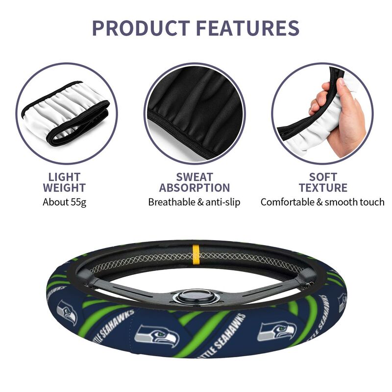 Seattle Seahawks Printed car anti-skid cover elastic steering wheel cover
