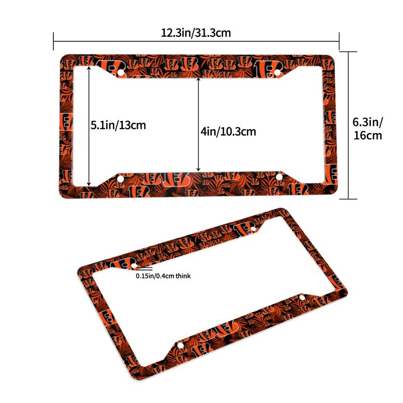 Cincinnati Bengals Print Car license plate frame four hole license plate holder (one pair)