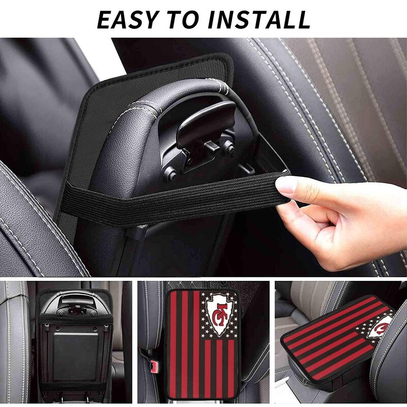 Car armrest box pad Kansas City Chiefs 1 Printed central armrest box pad protective pad