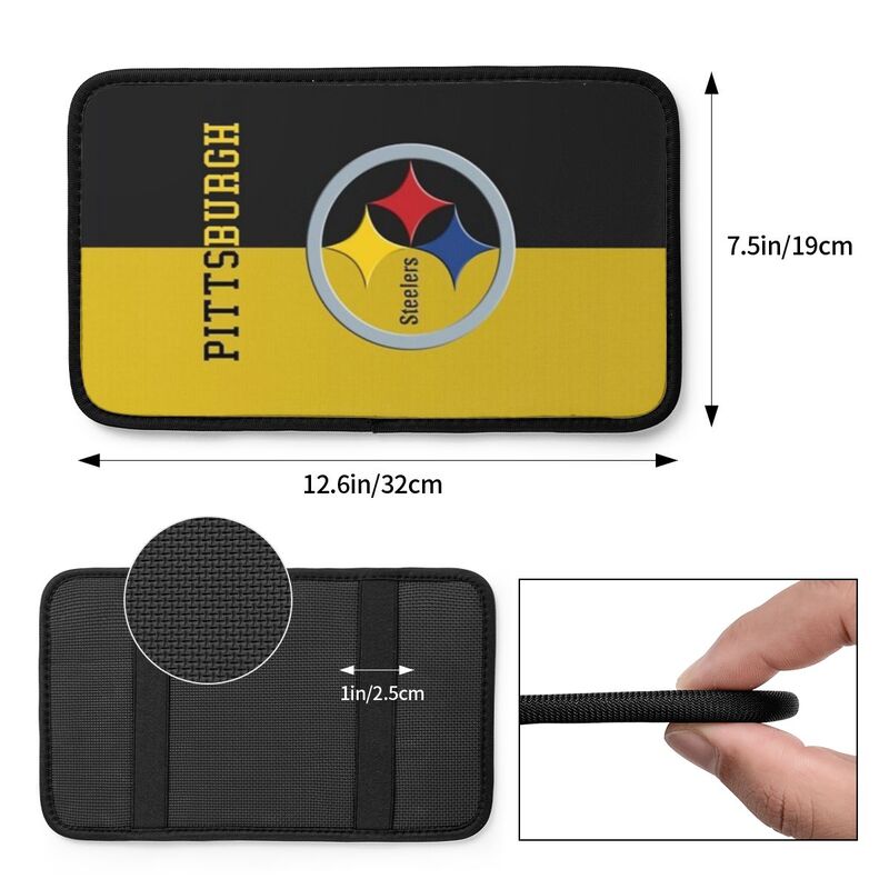 Car armrest box pad Pittsburgh Steelers 3 Printed central armrest box cushion protective pad