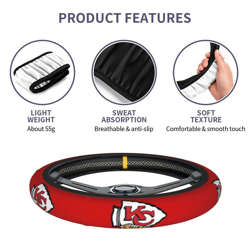 Kansas City Chiefs 2 Printed car anti-skid cover elastic steering wheel cover