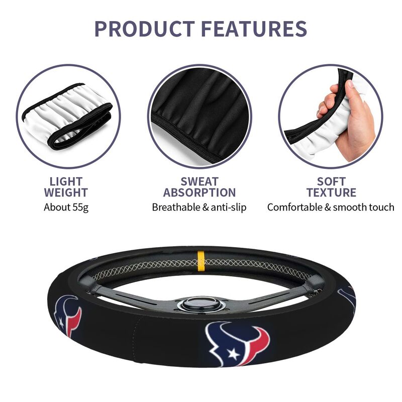 Houston Texans 3 Printed breathable elastic steering wheel cover