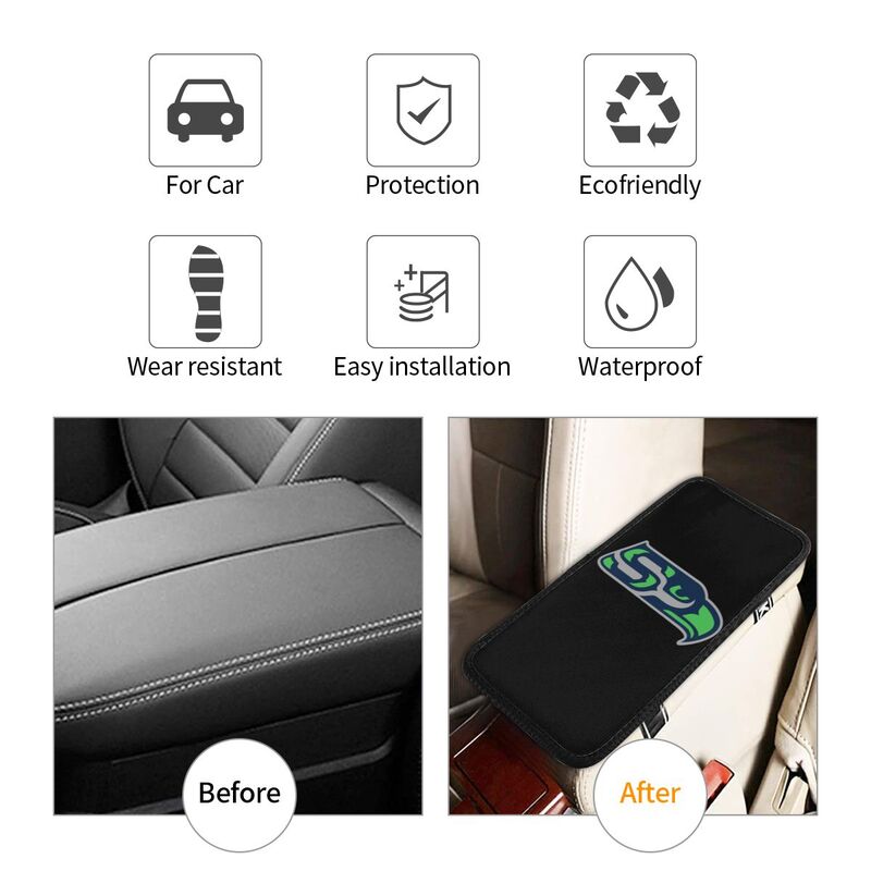 Car armrest box pad Seattle Seahawks 1 Printed center armrest box pad protective pad