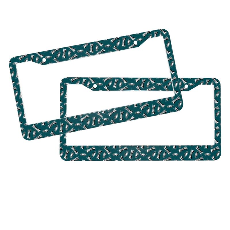 Philadelphia Eagles Print front rear license plate holder circular hole license plate holder (one pair)