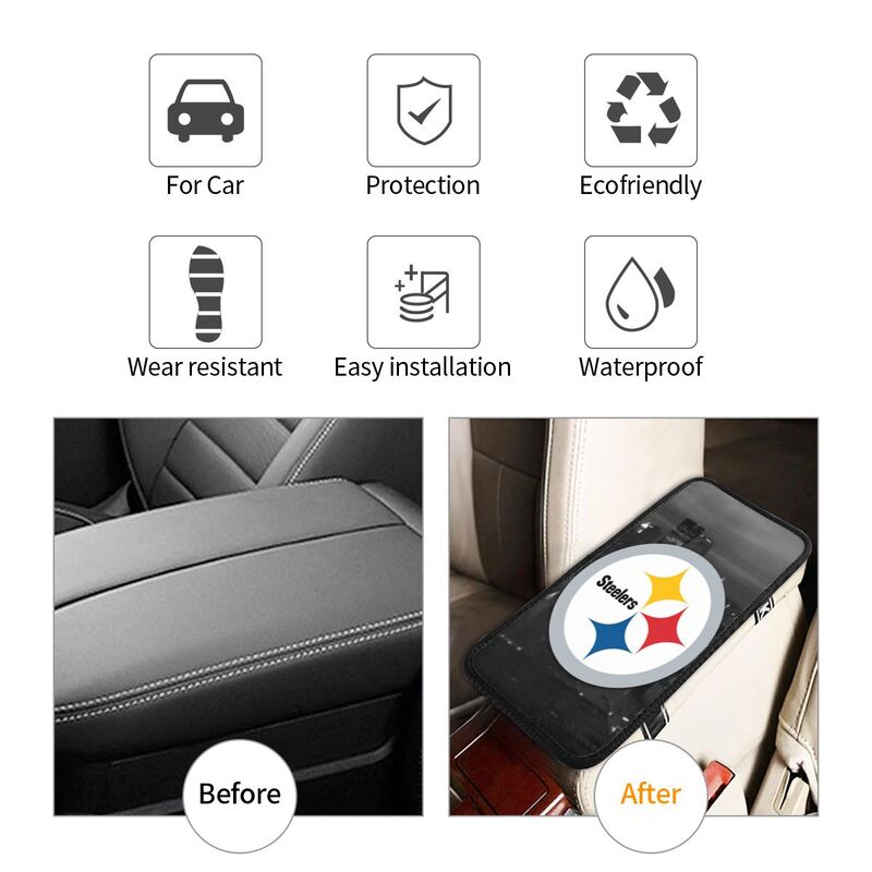Car armrest box pad Pittsburgh Steelers 7 Printed central armrest box pad protective pad