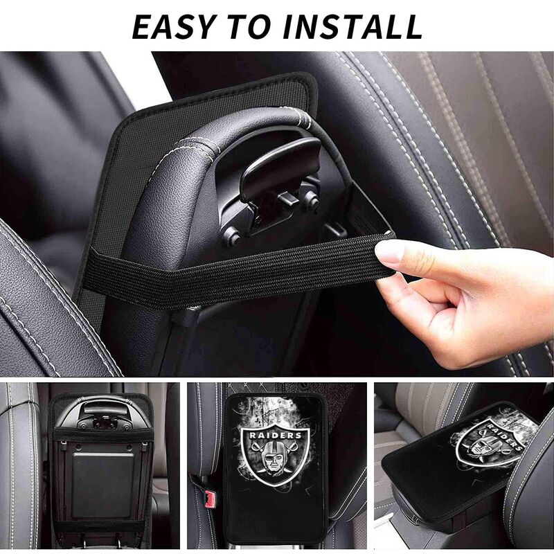 Car armrest box pad Las Vegas Raiders 3 Printed center armrest box pad protective pad