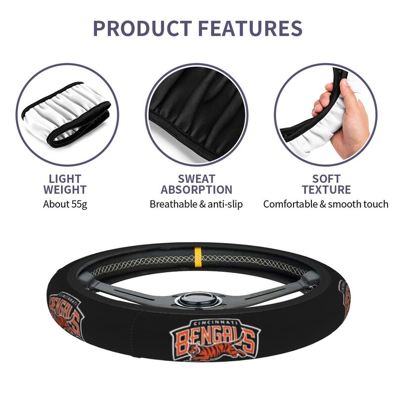 Cincinnati Bengals Printed elastic steering wheel cover anti slip breathable