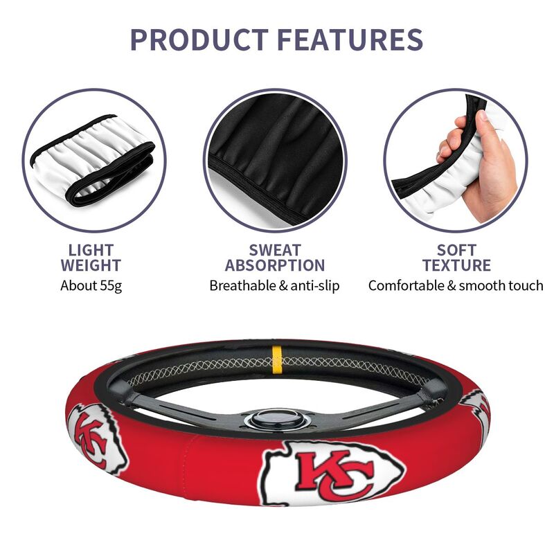Kansas City Chiefs 2 Printed breathable elastic steering wheel cover