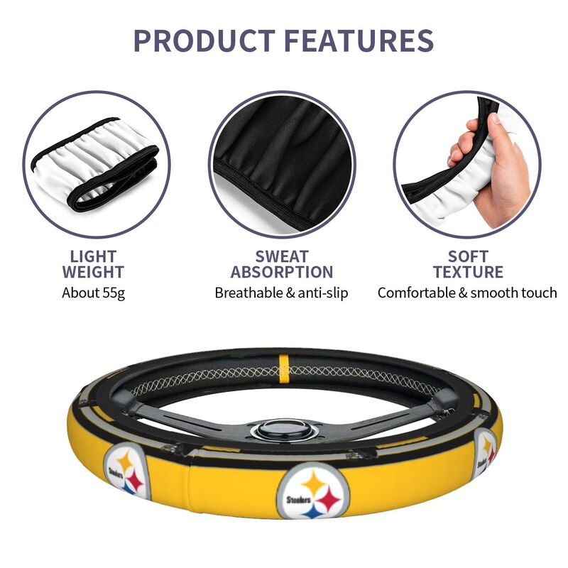 Pittsburgh Steelers Printed breathable elastic steering wheel anti slip cover