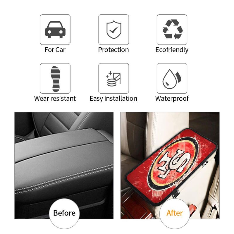 Car armrest box pad San Francisco 49ers 1 Printed central armrest box pad protective pad