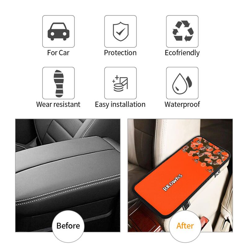 Cleveland Browns print Car center console armrest pad car armrest protective cover