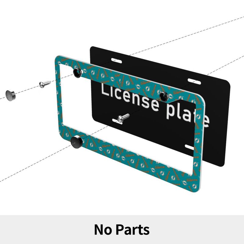 Miami Dolphins Print front rear license plate holder circular hole license plate holder (one pair)