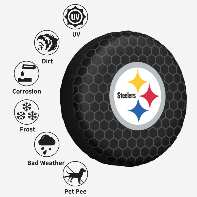 Pittsburgh Steelers Grid printed car tire cover dustproof and waterproof tire cover