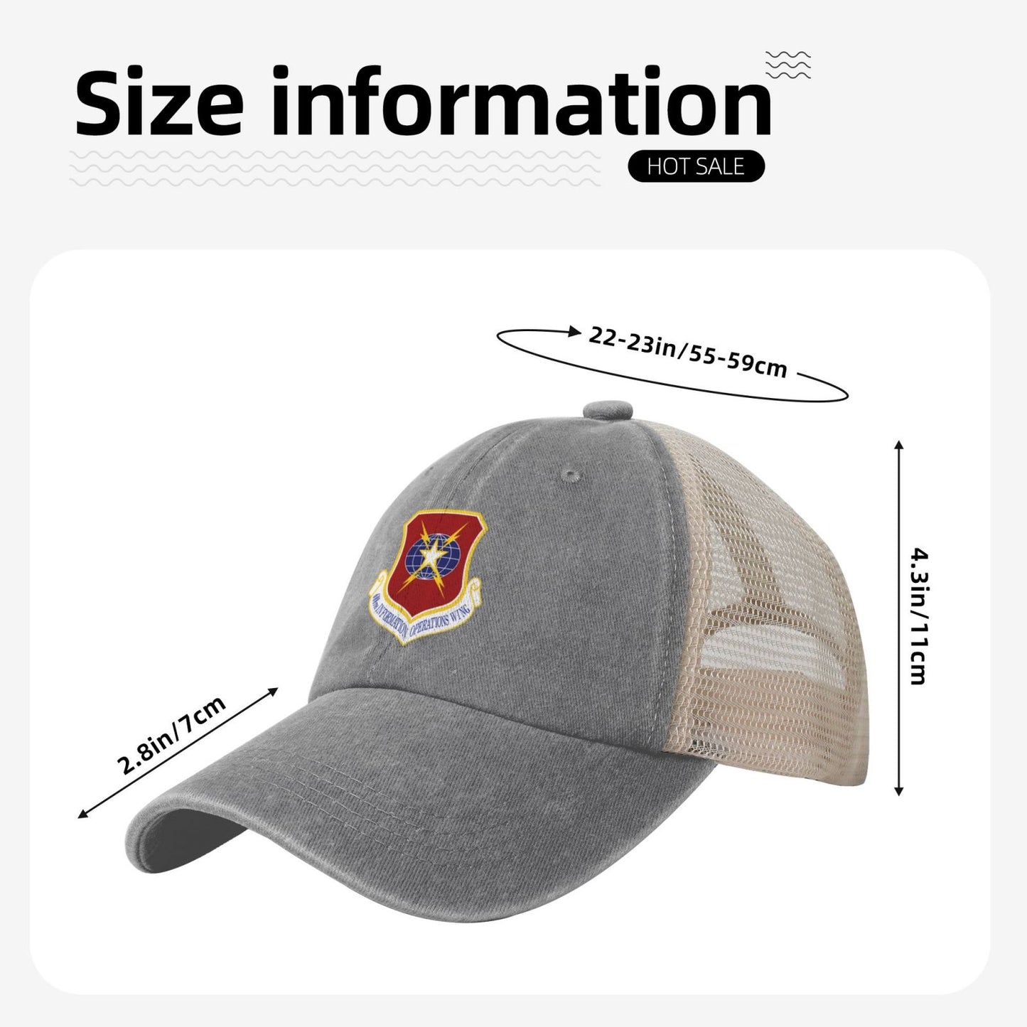 USAF-688th Information Operations Wing Printed unisex baseball cap adjustable grid baseball cap veteran gift