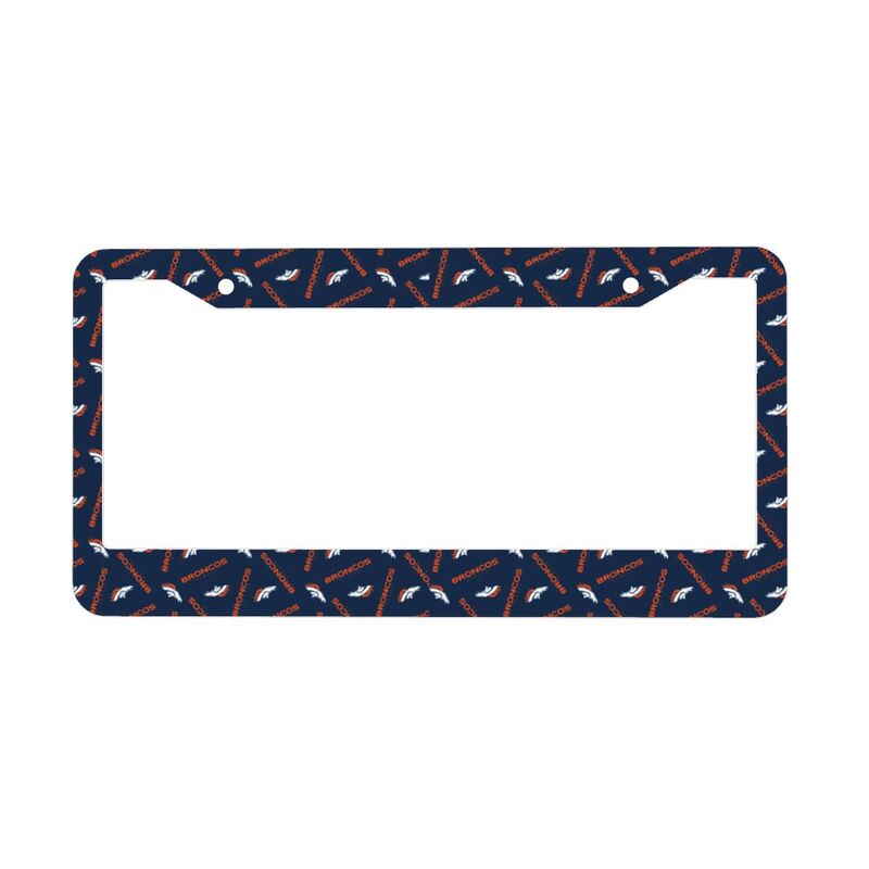 Denver Broncos Print front rear license plate holder circular hole license plate holder (one pair)