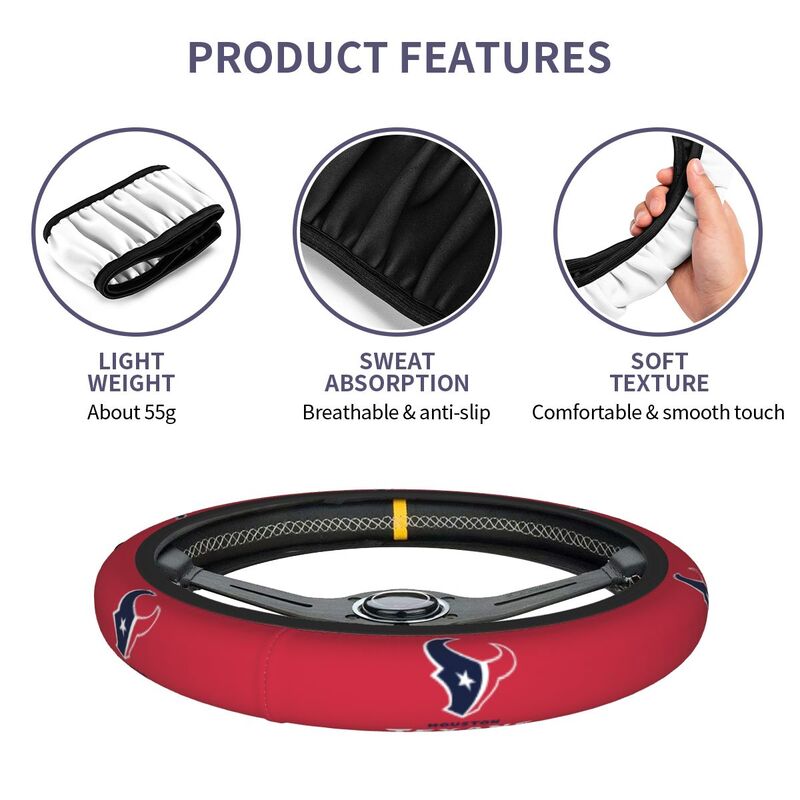 Houston Texans 2 Printed breathable elastic steering wheel protective cover