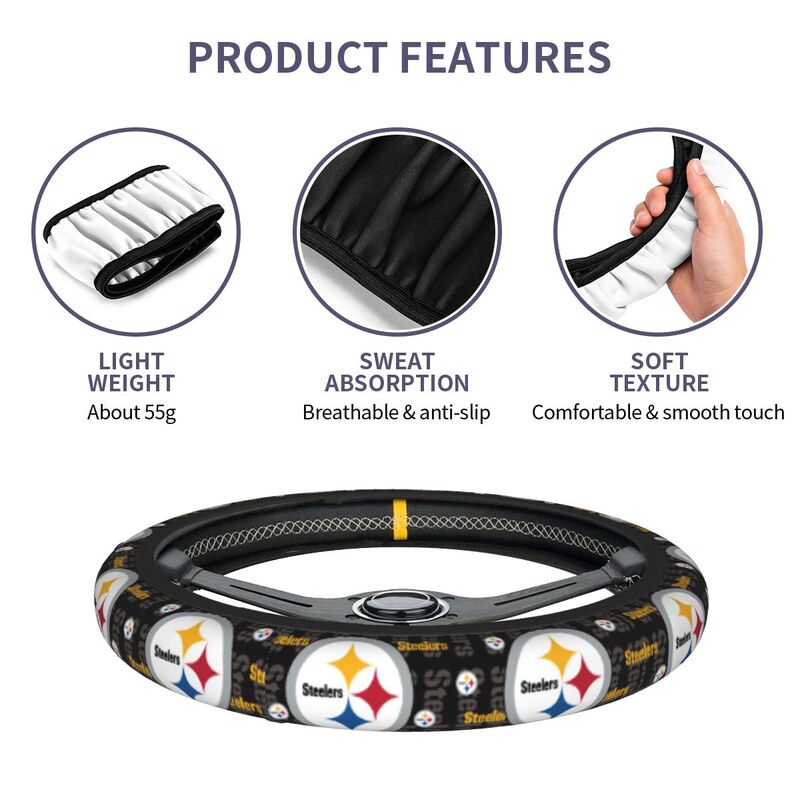 Pittsburgh Steelers Printed elastic steering wheel cover breathable protective cover