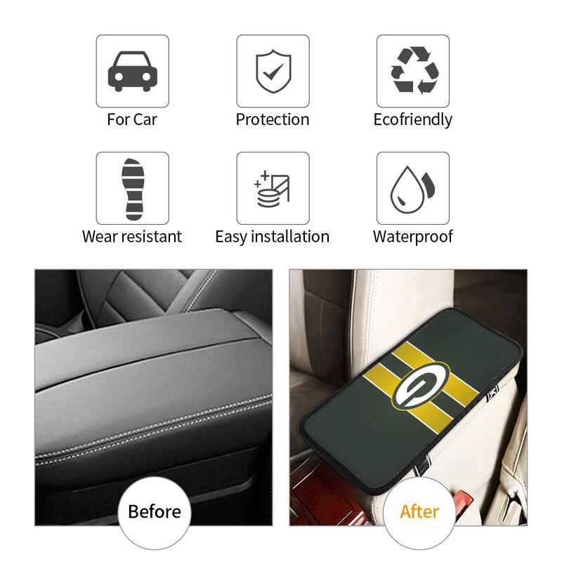 Green Bay Packers2 Printed car armrest box pad anti-abrasion pad