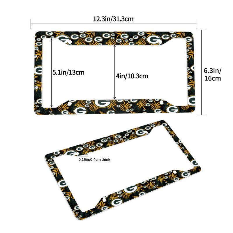 Green Bay Packers Print Car license plate frame four hole license plate holder (one pair)