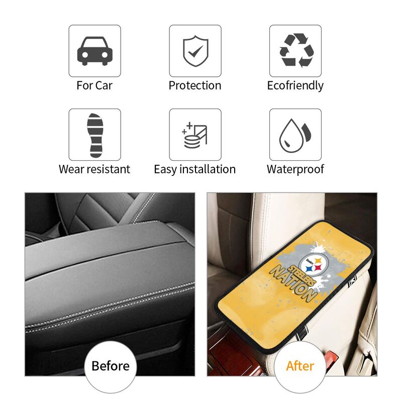Pittsburgh Steelers print car center console armrest pad Car armrest box protective cover