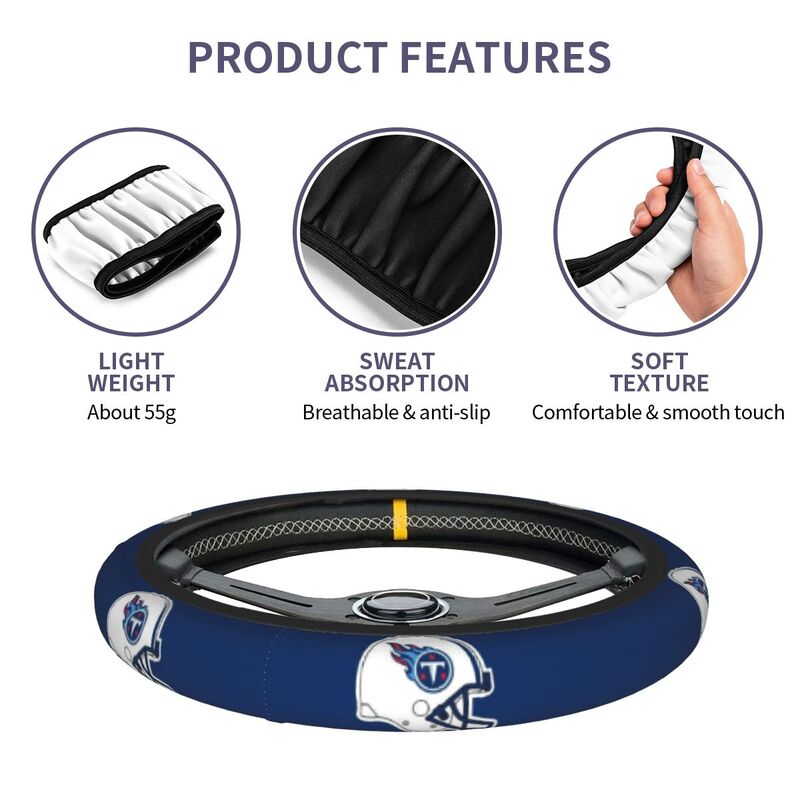 Tennessee Titans 1 Printed breathable elastic steering wheel cover anti slip cover