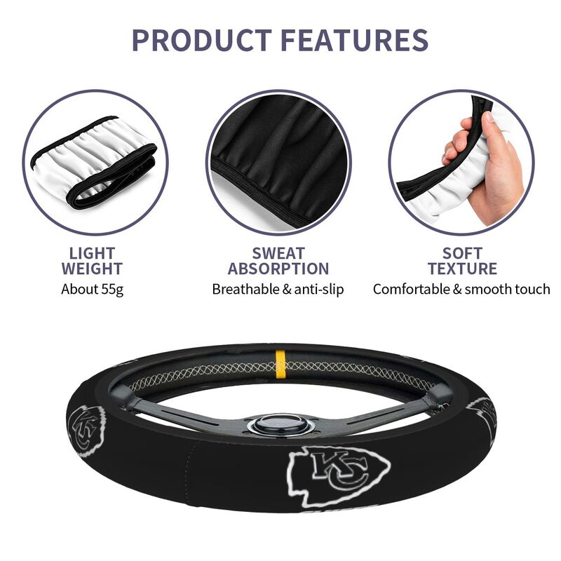 Kansas City Chiefs 1 Printed breathable elastic steering wheel cover anti slip cover