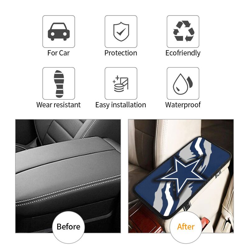 Car armrest box pad Dallas Cowboys7 Printed central armrest box pad anti slip pad