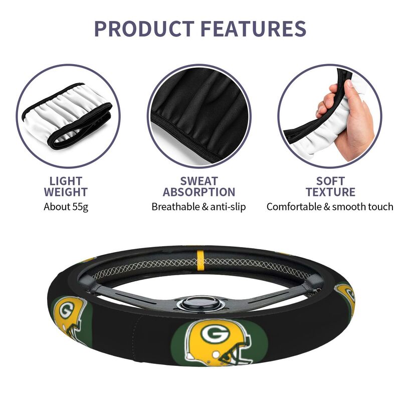 Green Bay Packers 2 Printed car anti-skid cover elastic steering wheel cover