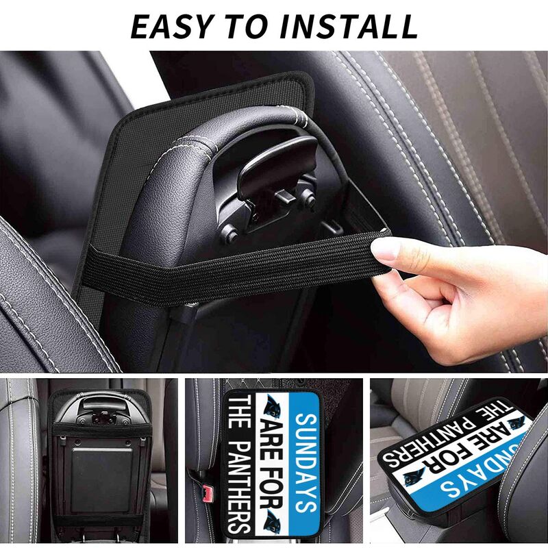 Carolina Panthers Personalized printed car armrest cover Car handrail box cushion