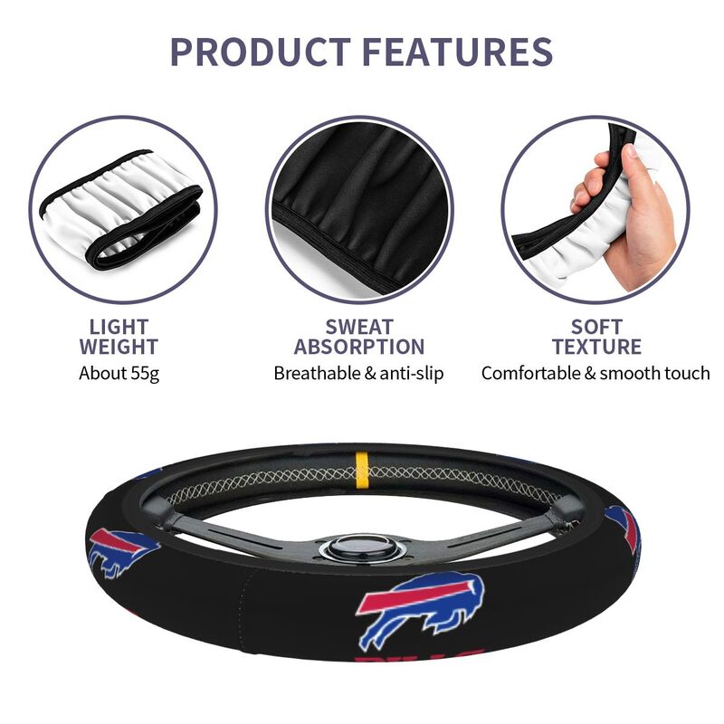 Buffalo Bills 5 Printed breathable anti slip cover elastic steering wheel cover