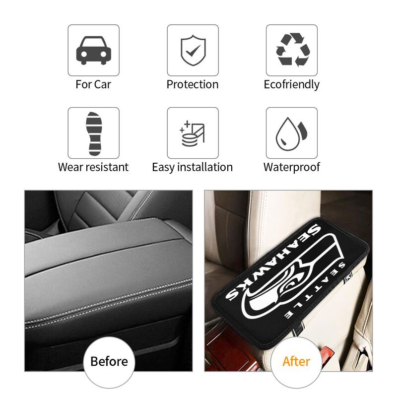 Car armrest box pad Seattle Seahawks 3 Printed center armrest box pad protective pad