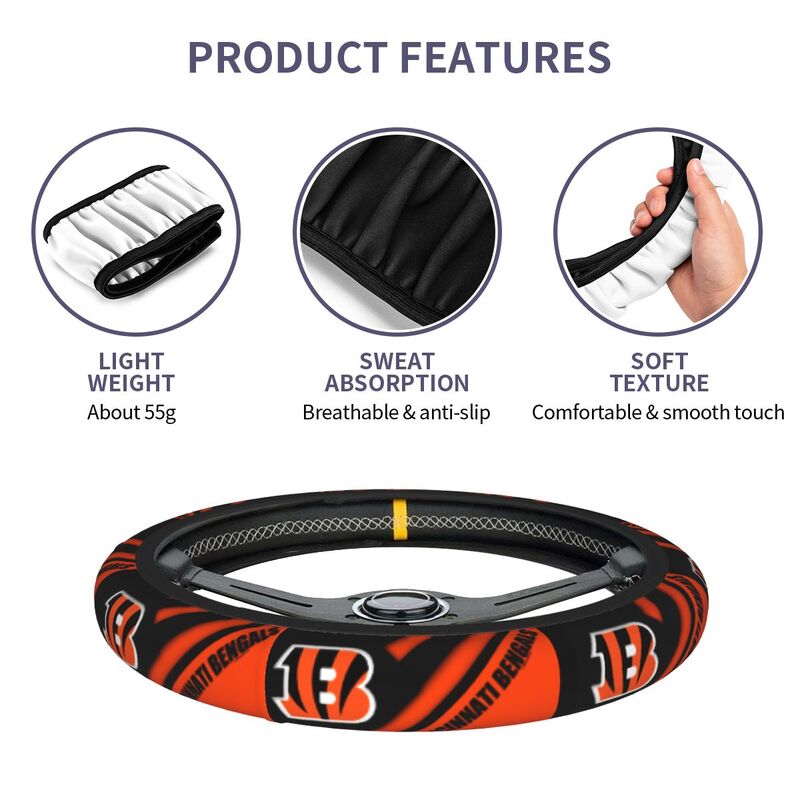 Cincinnati Bengals 1 Printed car protective cover elastic steering wheel cover