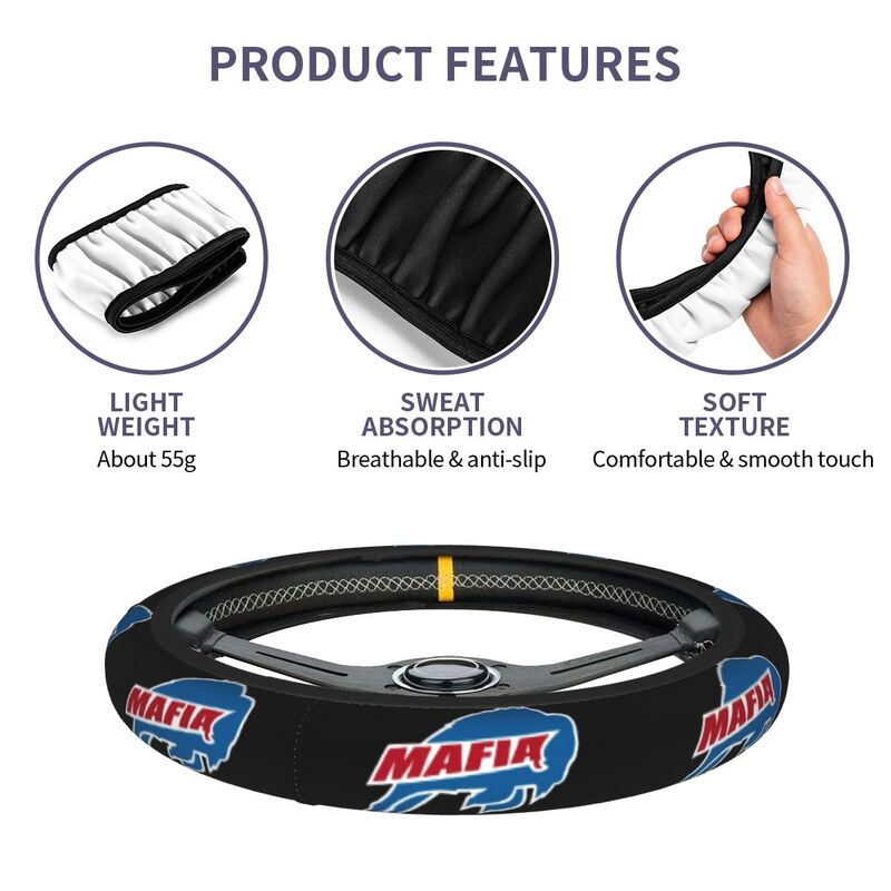 Buffalo Bills 1 Printed breathable anti slip cover elastic steering wheel cover