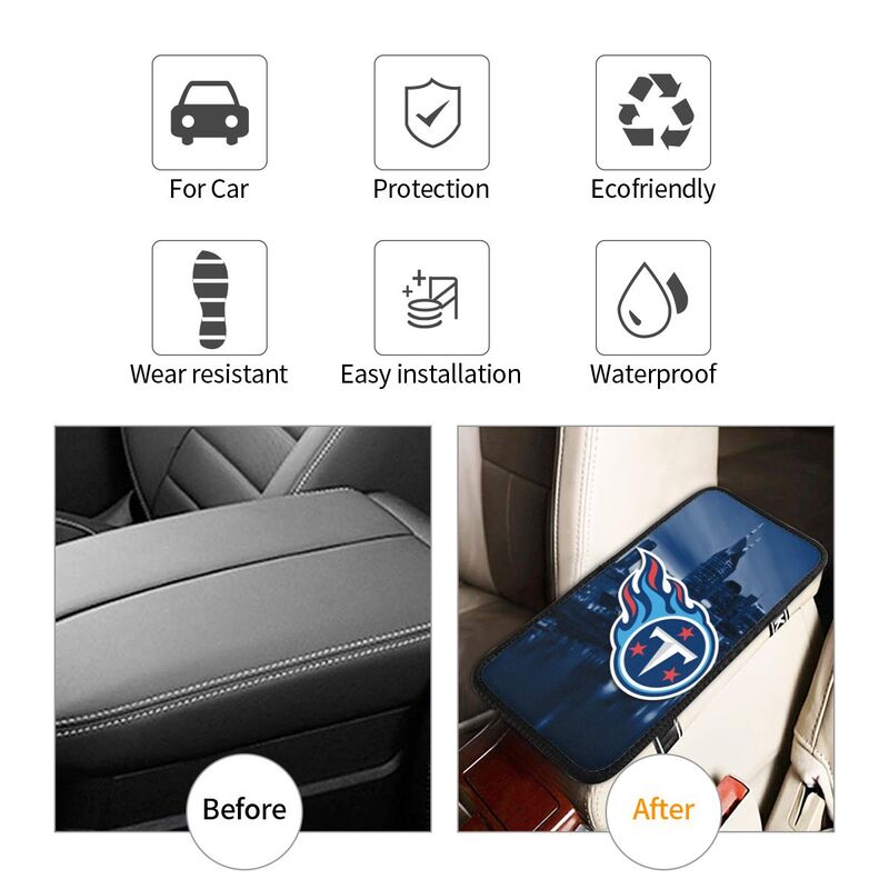 Car armrest box pad Tennessee Titans8 Printed central armrest box pad anti slip pad