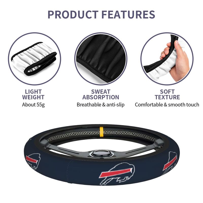 Buffalo Bills Printed breathable anti slip cover elastic steering wheel cover