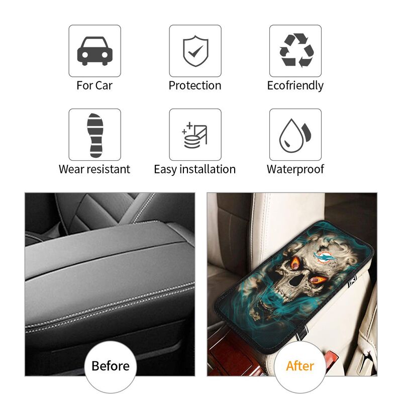 Miami Dolphins Printed car armrest box pad elbow support anti slip pad
