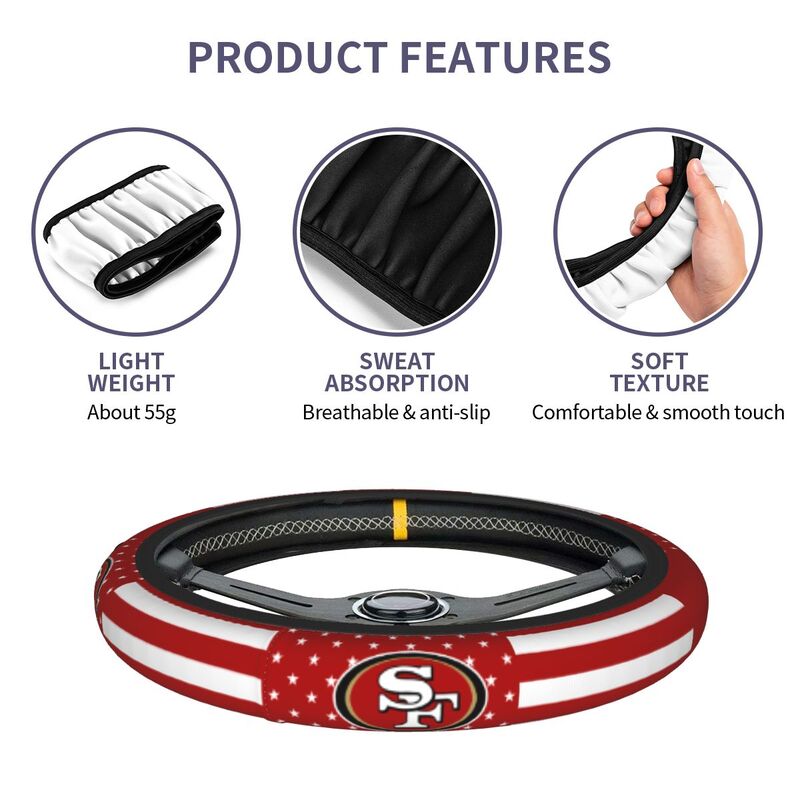 San Francisco 49ers 5 Printed breathable elastic steering wheel anti slip cover