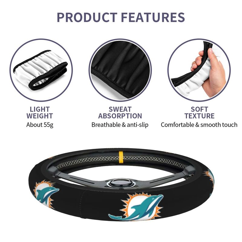 Miami Dolphins Printed breathable elastic steering wheel cover