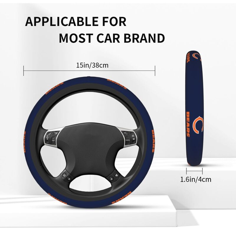 Chicago Bears 4 Printed car protective cover elastic steering wheel cover