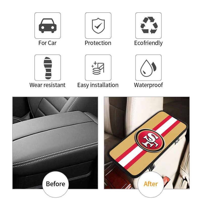 Car armrest box pad San Francisco 49ers Printed central armrest box cushion protective pad