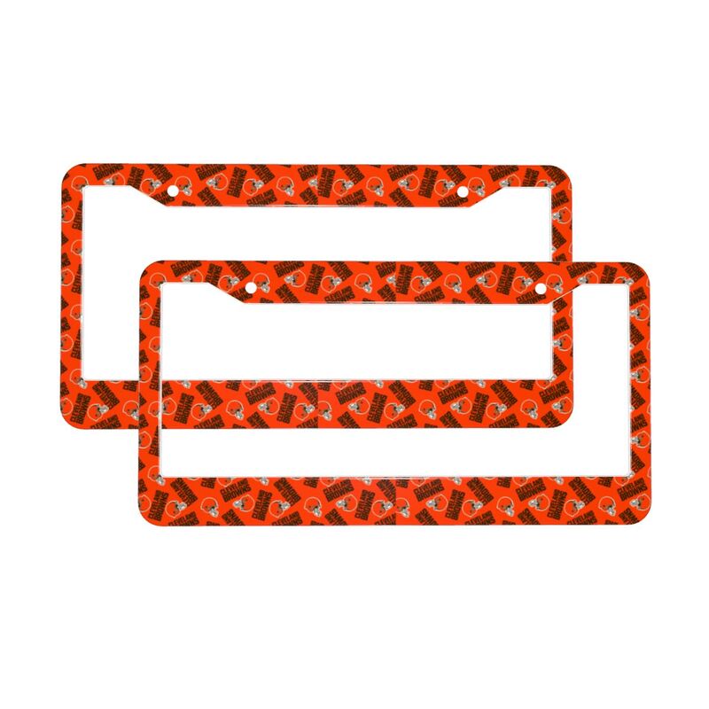 Cleveland Browns Print front rear license plate holder circular hole license plate holder (one pair)