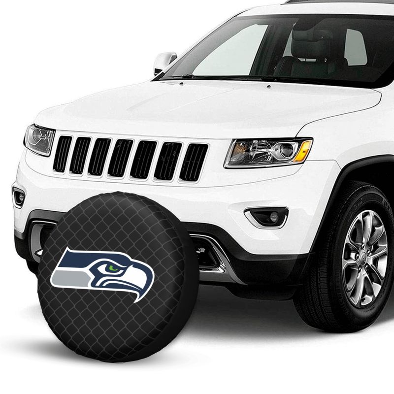 Seattle Seahawks Grid background car tire waterproof dustproof protective cover