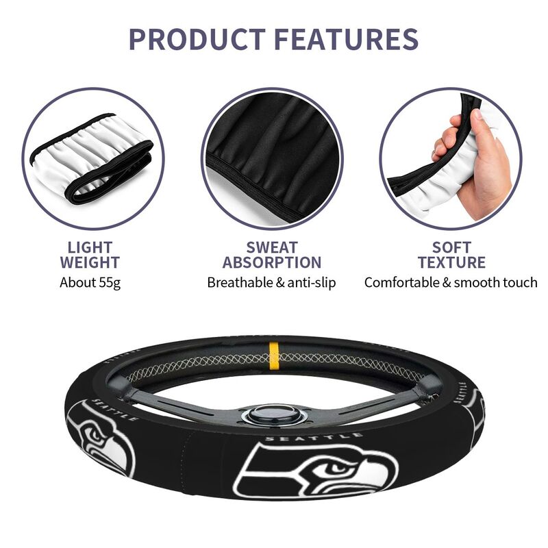 Seattle Seahawks 5 Printed car anti-skid cover elastic steering wheel cover